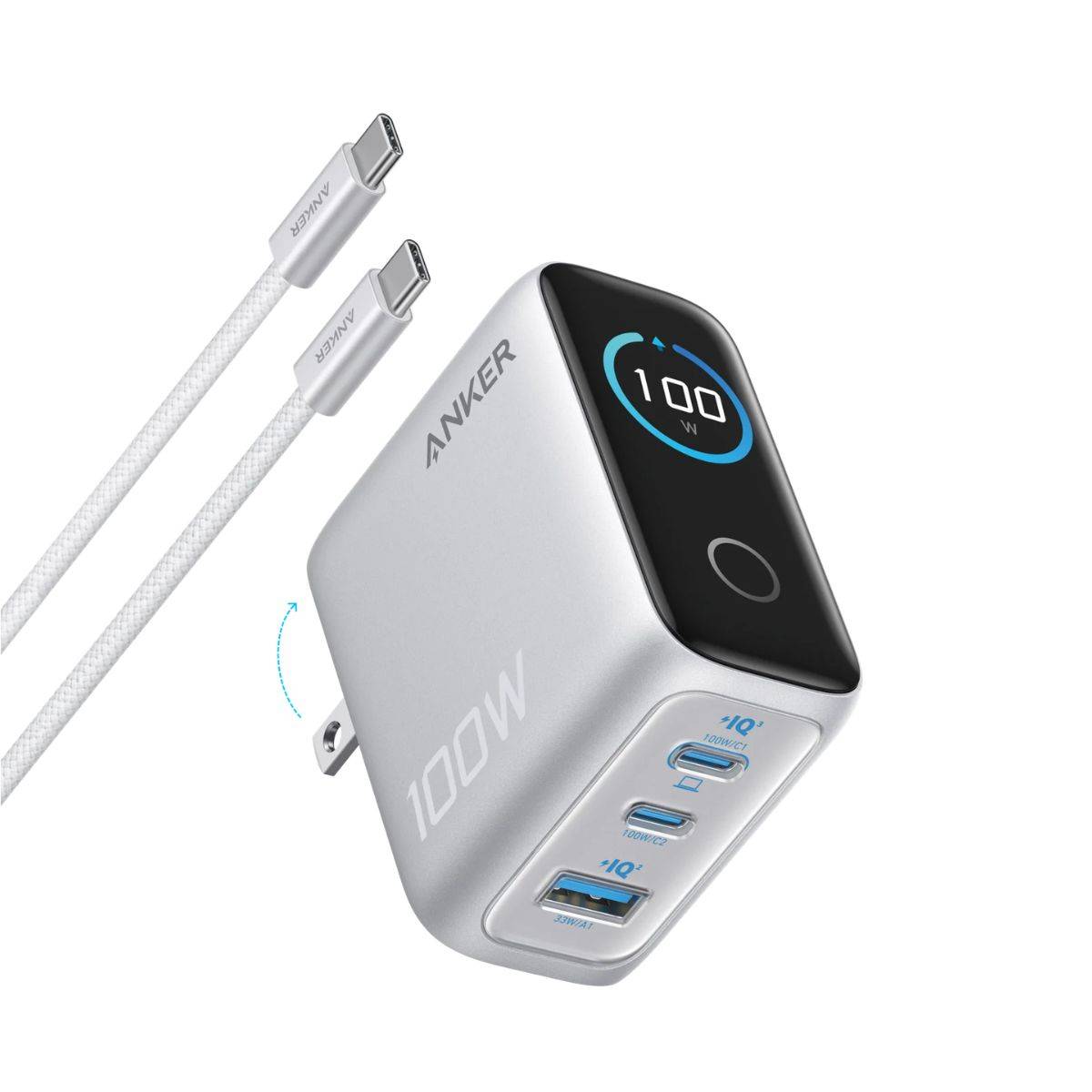 Anker 100W 3-Port Charger with Smart Display B121BJ41