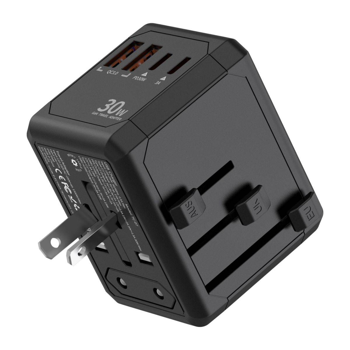Celebrat TC-07 PD 30W + QC 18W GaN Universal Travel Adapter with Fast Charging