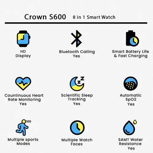Crown S600 8 In 1 Smart Watch image 3