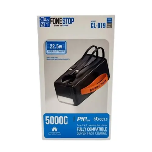 Fonestop 50000mah Power Bank 22 5w Fast Charge Built In Cables Led Light image 5