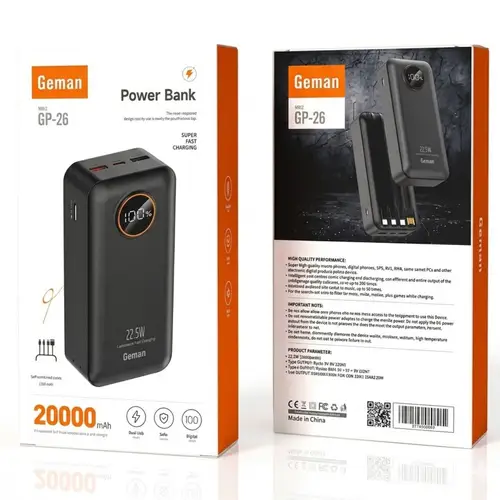 Geman Gp 26 Power Bank 20000mah 22 5w Super Fast Charging image 4
