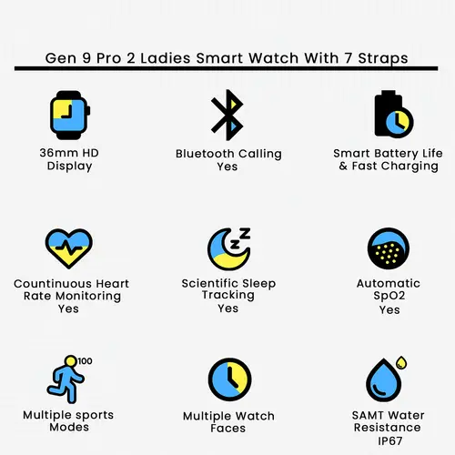Gen 9 Pro 2 Ladies Smart Watch With 7 Straps image 3