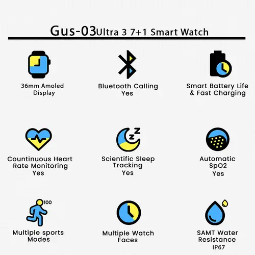 Gus 03 Ultra 3 7 1 Smart Watch image 3