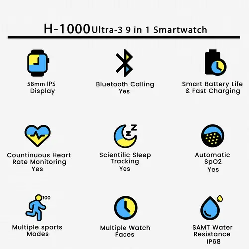 H1000 Ultra 3 9 In 1 Smartwatch image 3