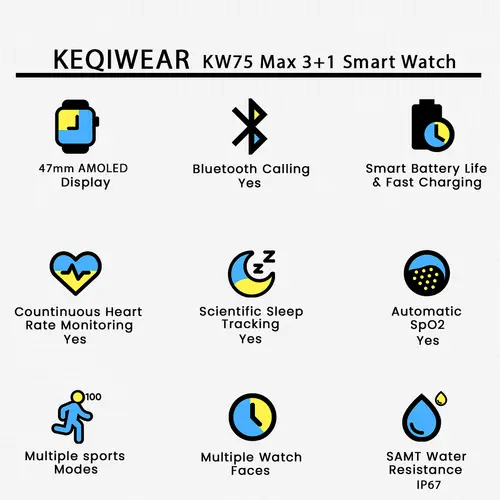 Keqiwear Kw75 Max 3 1 Smart Watch image 3