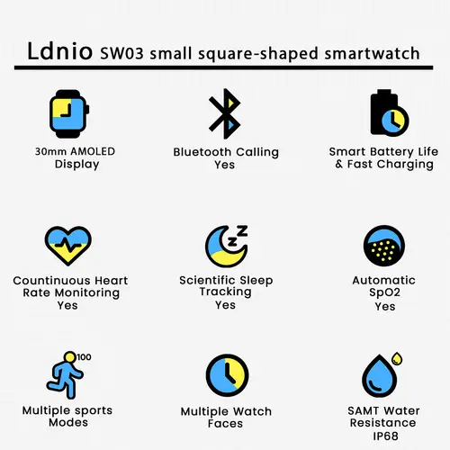 Ldnio Sw03 Small Square Shaped Smartwatch image 3