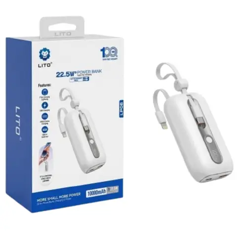 Lito Lp06 22 5w 10000mah Power Bank With Built In 2 Charging Cable image 4