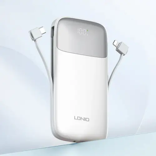 Ldnio Pq19 10000mah Power Bank With Built In Usb C And Lightning Cables image 4