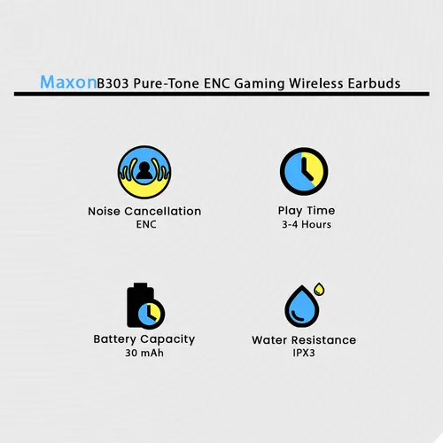 Maxon B303 Pure Tone Enc Gaming Wireless Earbuds image 3