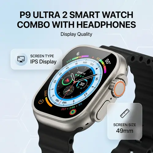 P9 Ultra 2 Smart Watch Combo With Headphones image 2