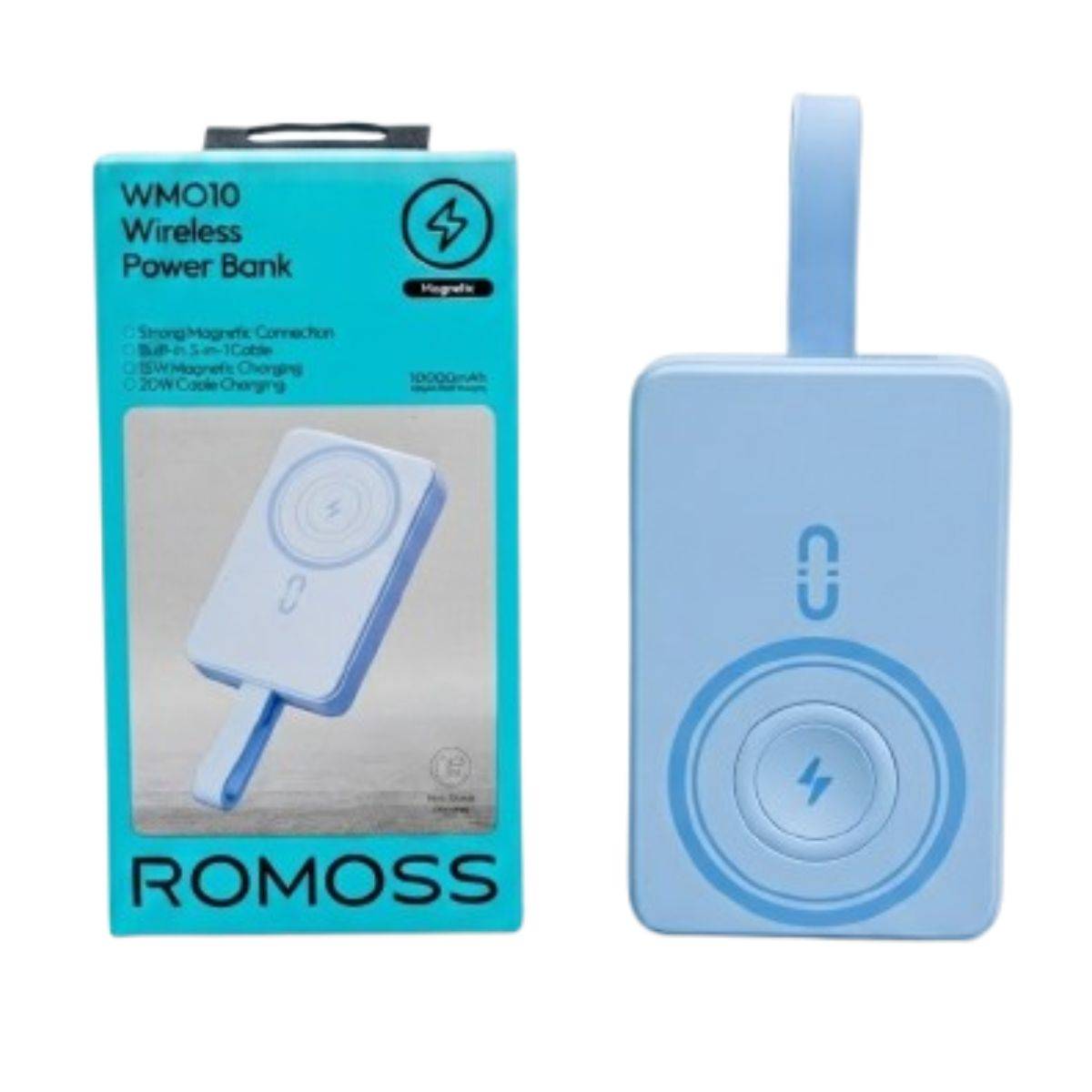 Romoss 10000mAh MagSafe Power Bank 15W Wireless, 20W Cable Charging WM010