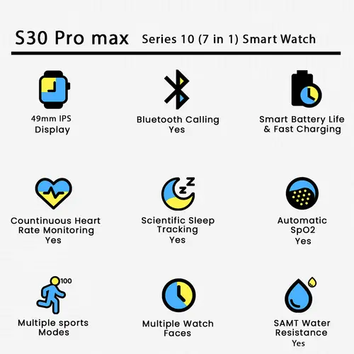 S30 Pro Max Series 10 7 In 1 Smart Watch image 3