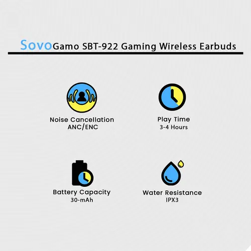 Sovo Gamo Sbt 922 Gaming Wireless Earbuds image 3