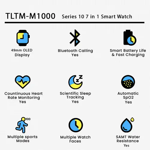 Tltm M1000 Series 10 7 In 1 Smart Watch image 3