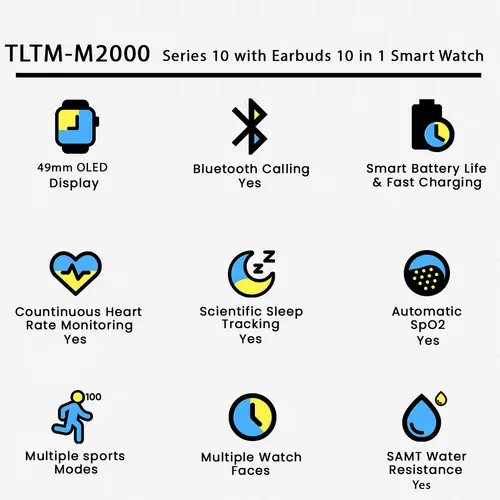 Tltm M2000 Series 10 With Earbuds 10 In 1 Smart Watch image 3