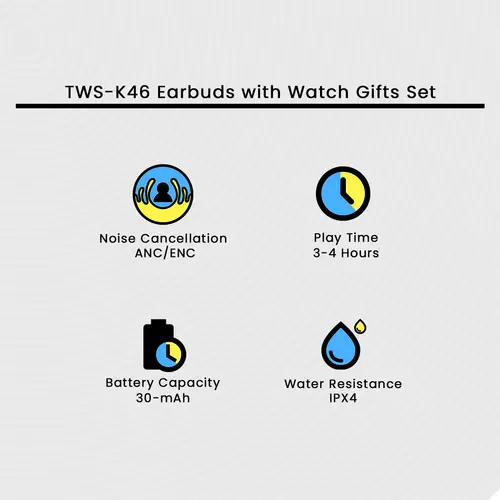Tws K46 Earbuds With Watch Gifts Set image 3