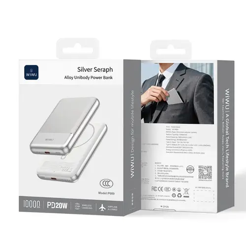 Wiwu Wi P089 10000mah Silver Seraph Alloy Unibody Power Bank image 4