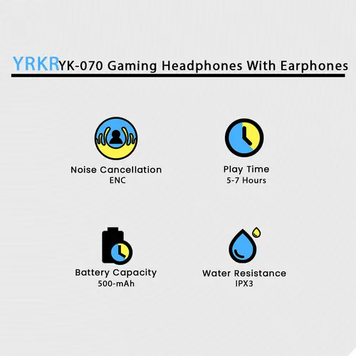 Yrkr Yk 070 Gaming Headphones With Earphones image 3